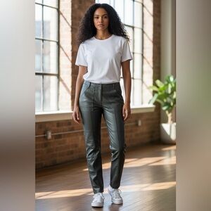 BCBGMaxAzria olive green faux leather leggings